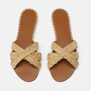 NWT Zara raffia slide sandals size 38